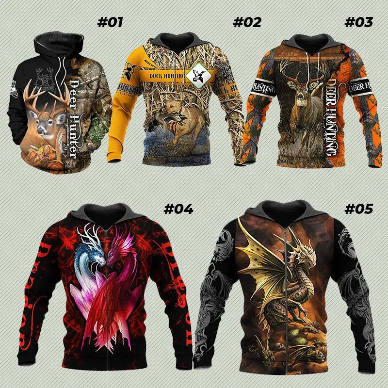 3D Printed Hoodie Pullover Sweatshirts Zipper Hoodies