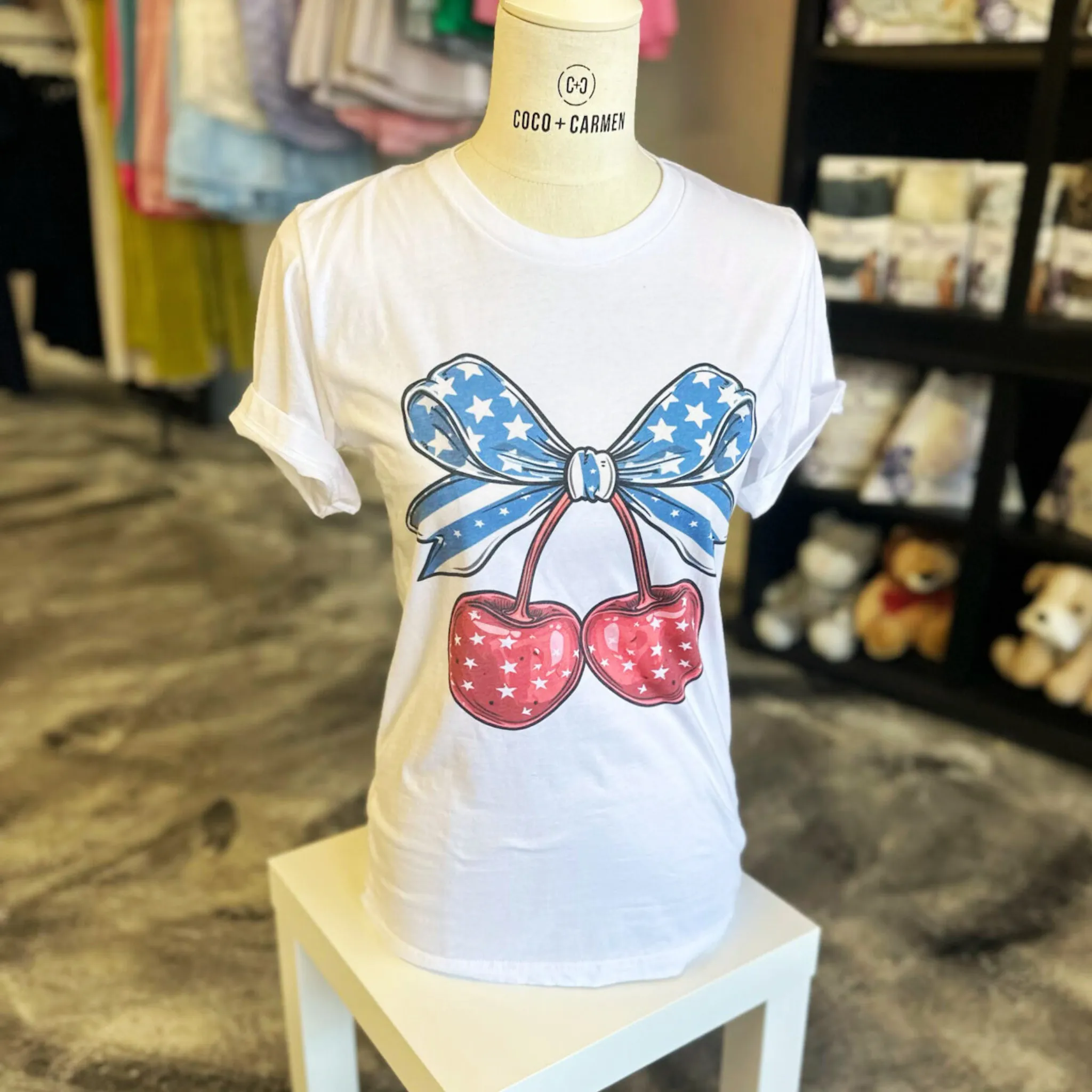 4th Of July T Shirts | USA Cherry with Bow