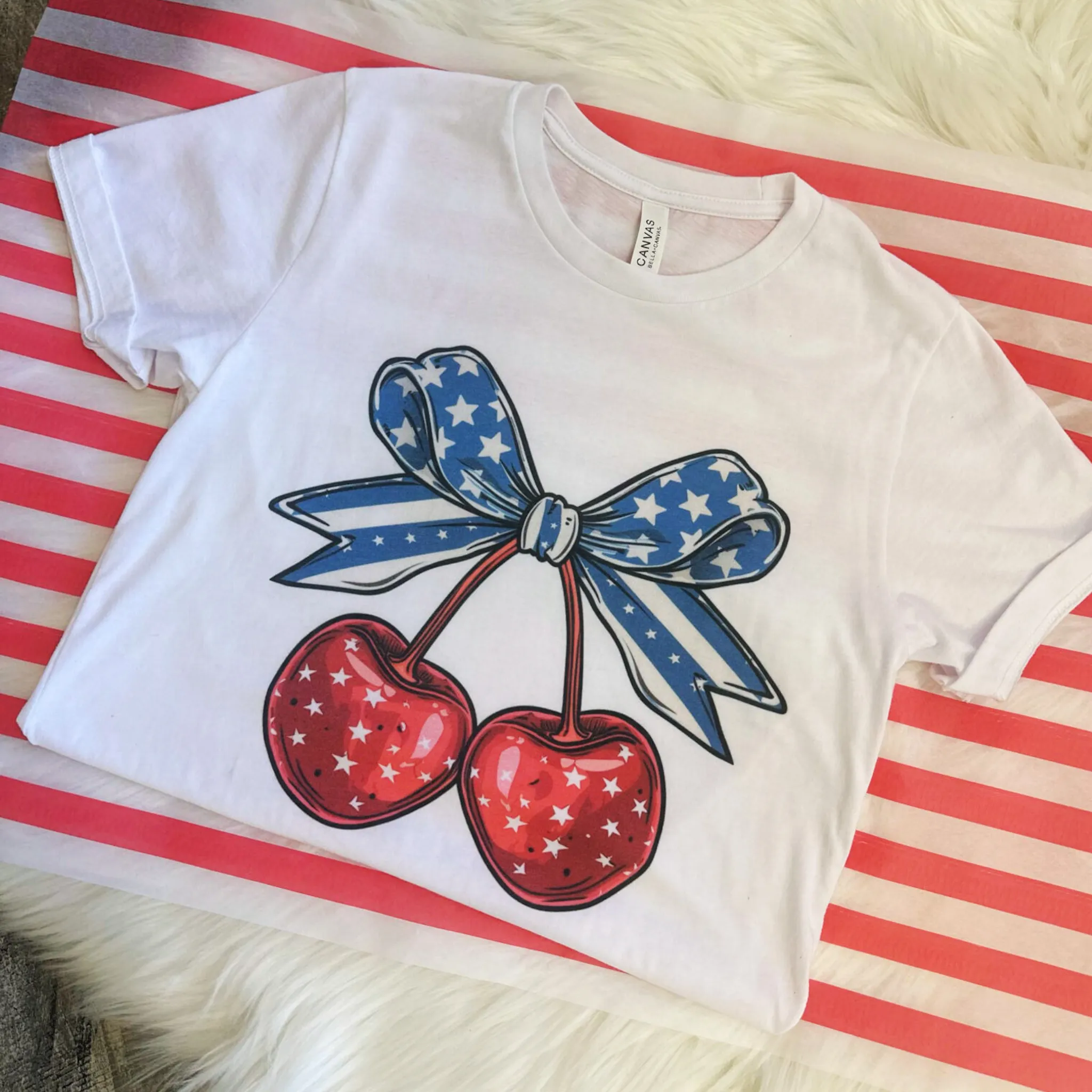 4th Of July T Shirts | USA Cherry with Bow