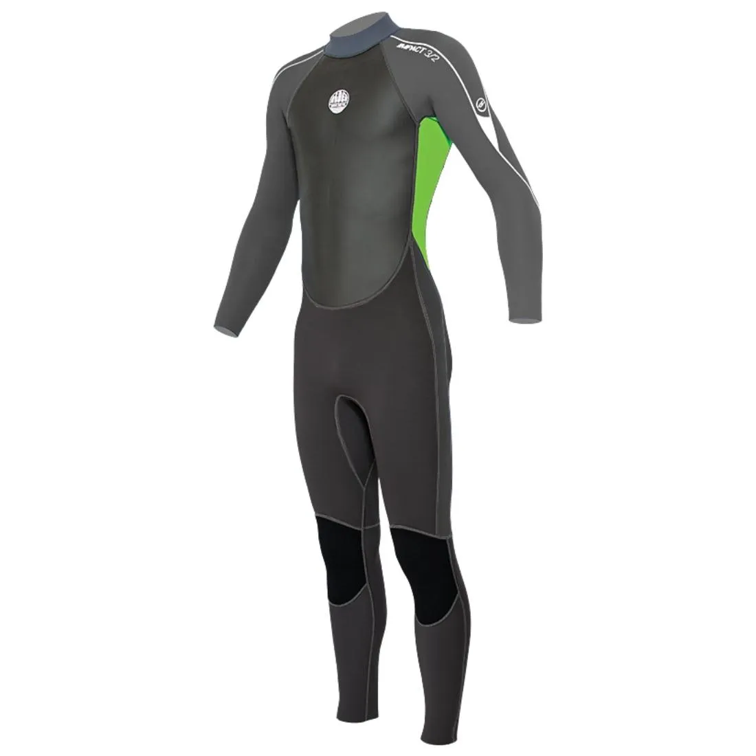 Alder Impact Junior 3/2mm Youth Kids Full Wetsuit - Green