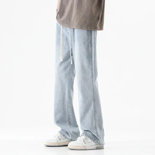 AmericanEase Herren Frühling Sommer Retro Flare Jeans mit Elastischer Taille