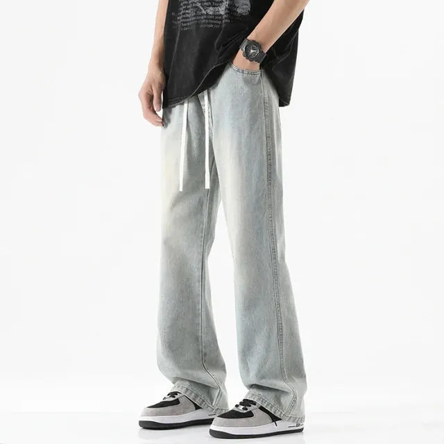 AmericanEase Herren Frühling Sommer Retro Flare Jeans mit Elastischer Taille