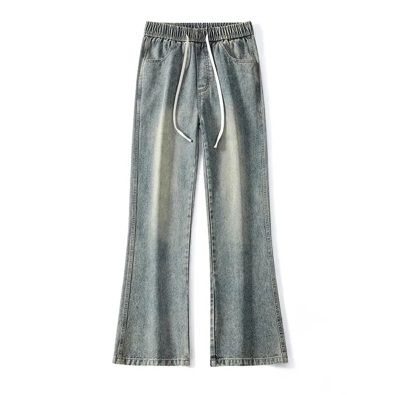 AmericanEase Herren Frühling Sommer Retro Flare Jeans mit Elastischer Taille