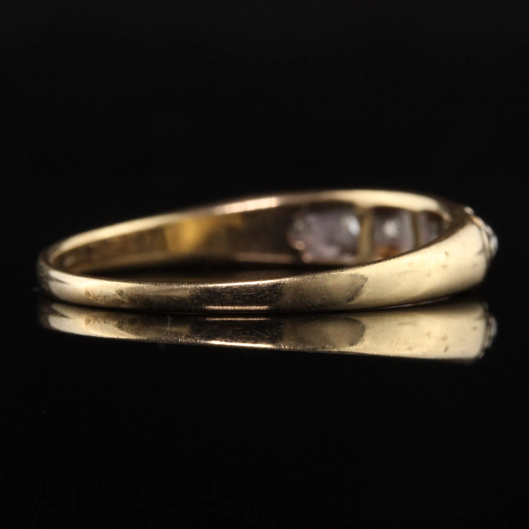 Antique Art Deco 14K Yellow and White Gold Single Cut Diamond Wedding Band