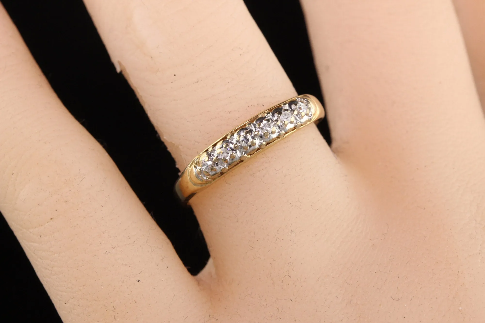 Antique Art Deco 14K Yellow and White Gold Single Cut Diamond Wedding Band