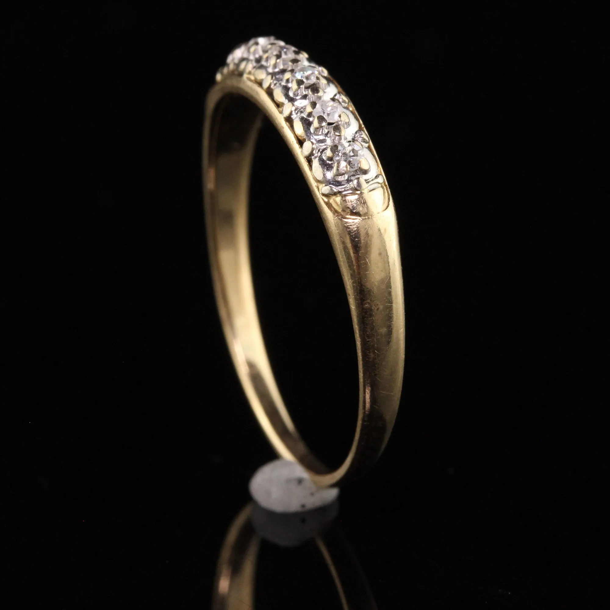 Antique Art Deco 14K Yellow and White Gold Single Cut Diamond Wedding Band