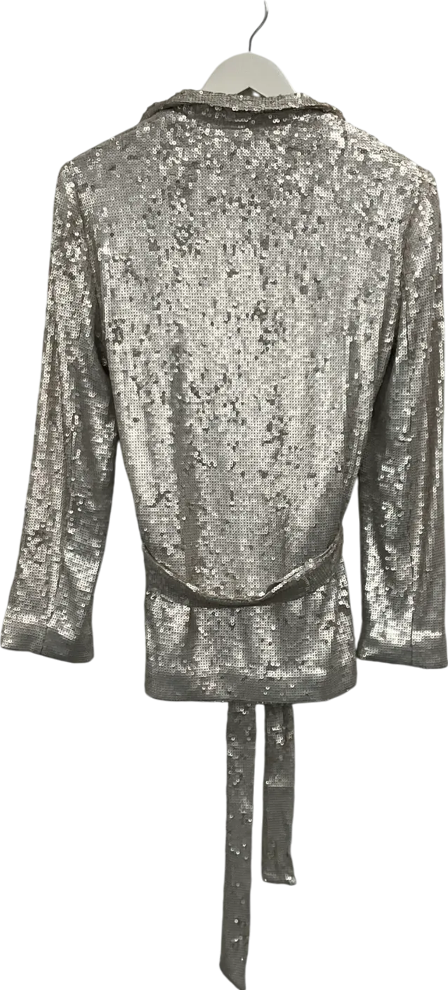 ASOS Metallic Sequin Tie Waist Blazer UK S