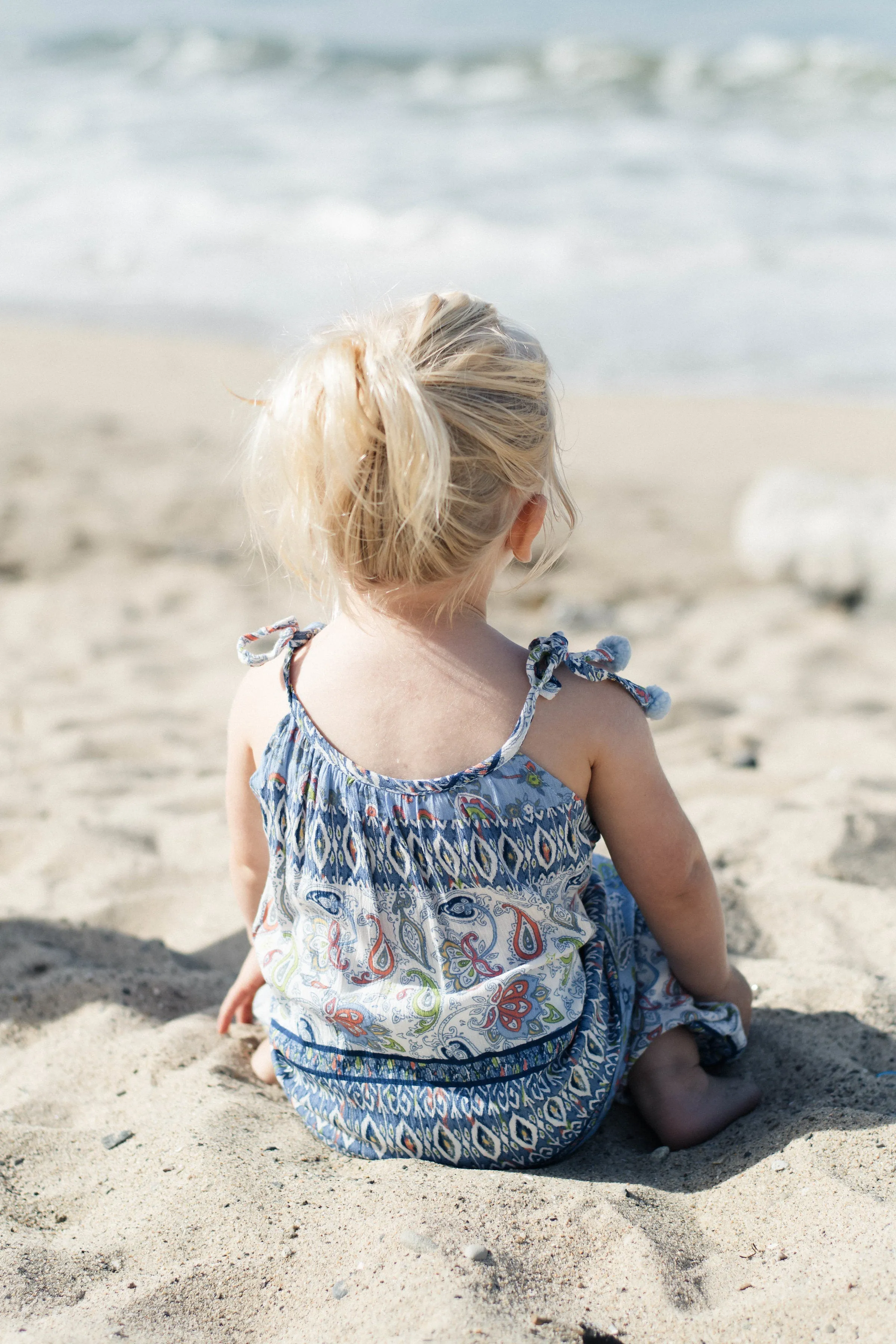 Baby & Girls Pom Pom Jumper | Blue Paisley