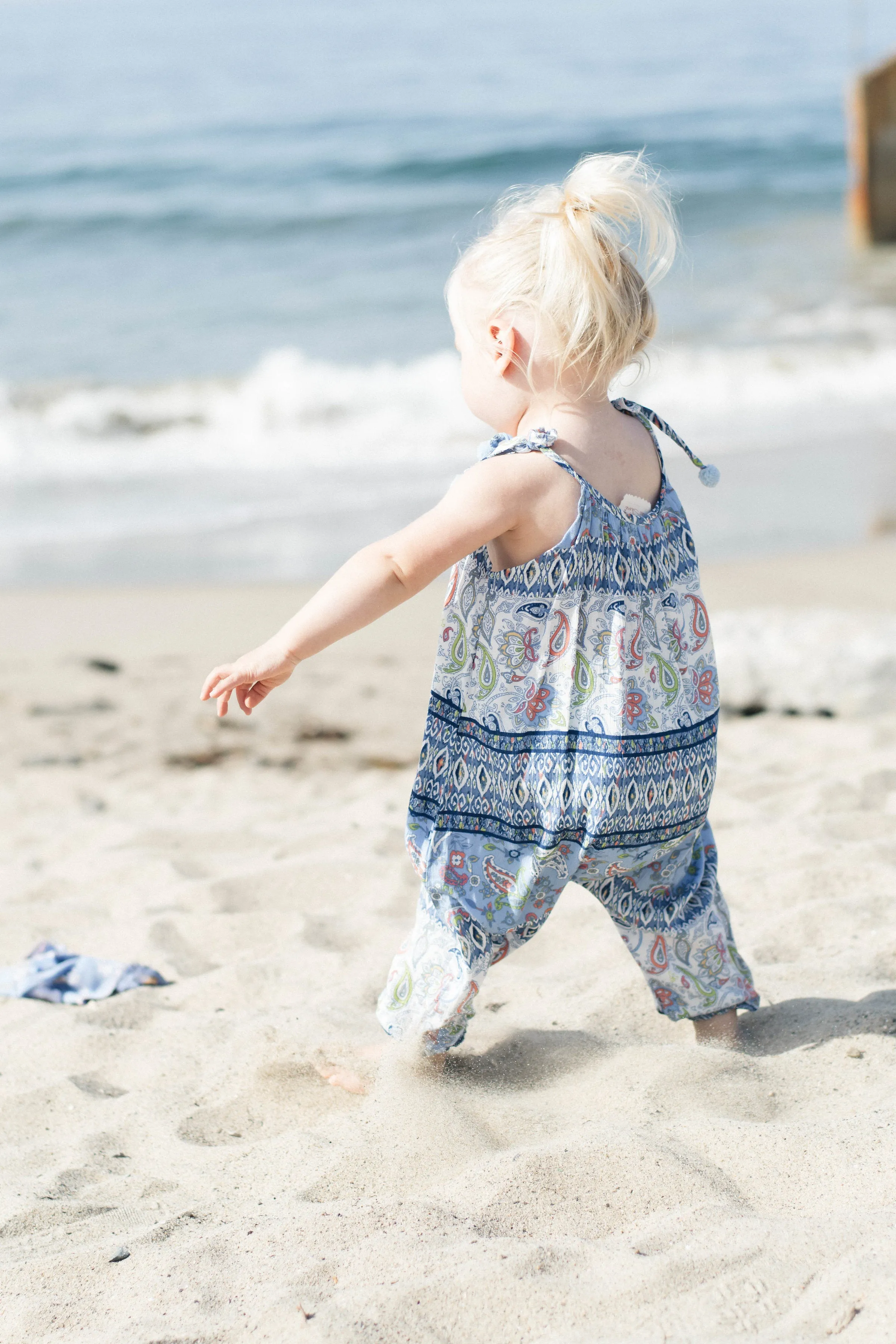 Baby & Girls Pom Pom Jumper | Blue Paisley