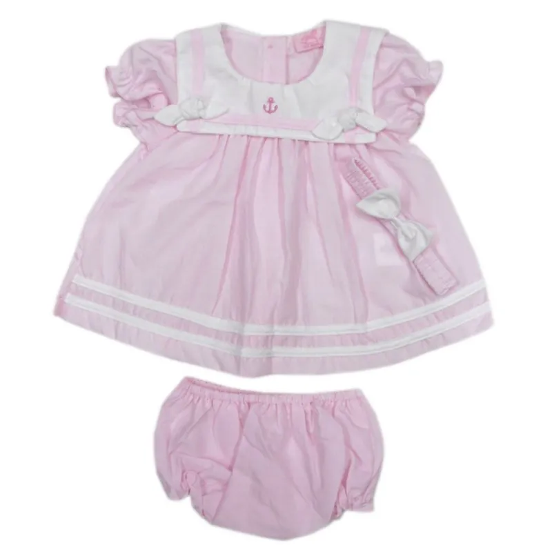 Baby Girls Sailor Dress, Pant & Headband Set (6-24 Months)-T20227B