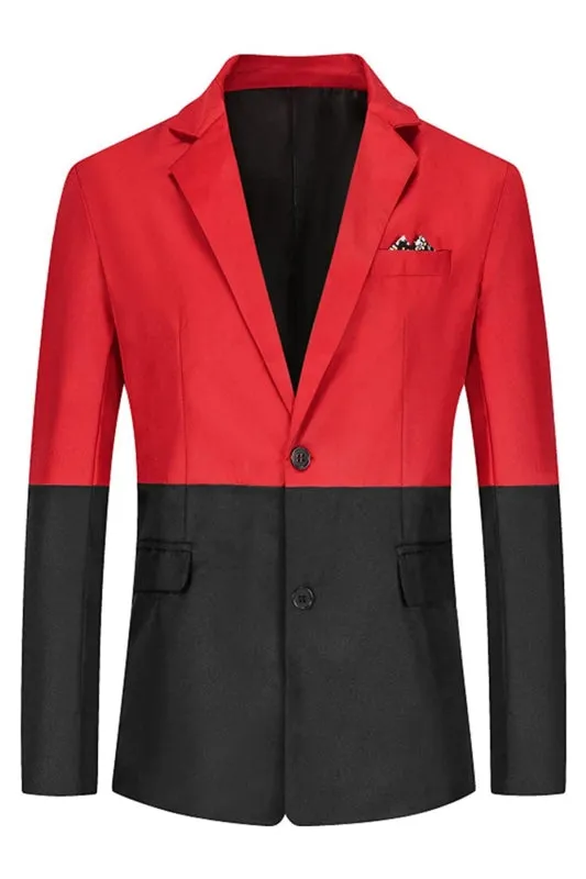Black and Red Two Piece Notched Lapel Prom Suit
