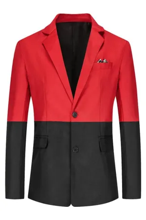 Black and Red Two Piece Notched Lapel Prom Suit