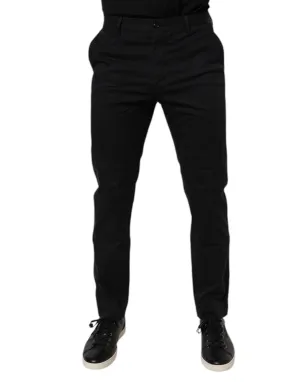 Black Cotton Stretch Skinny Dress Formal Pants