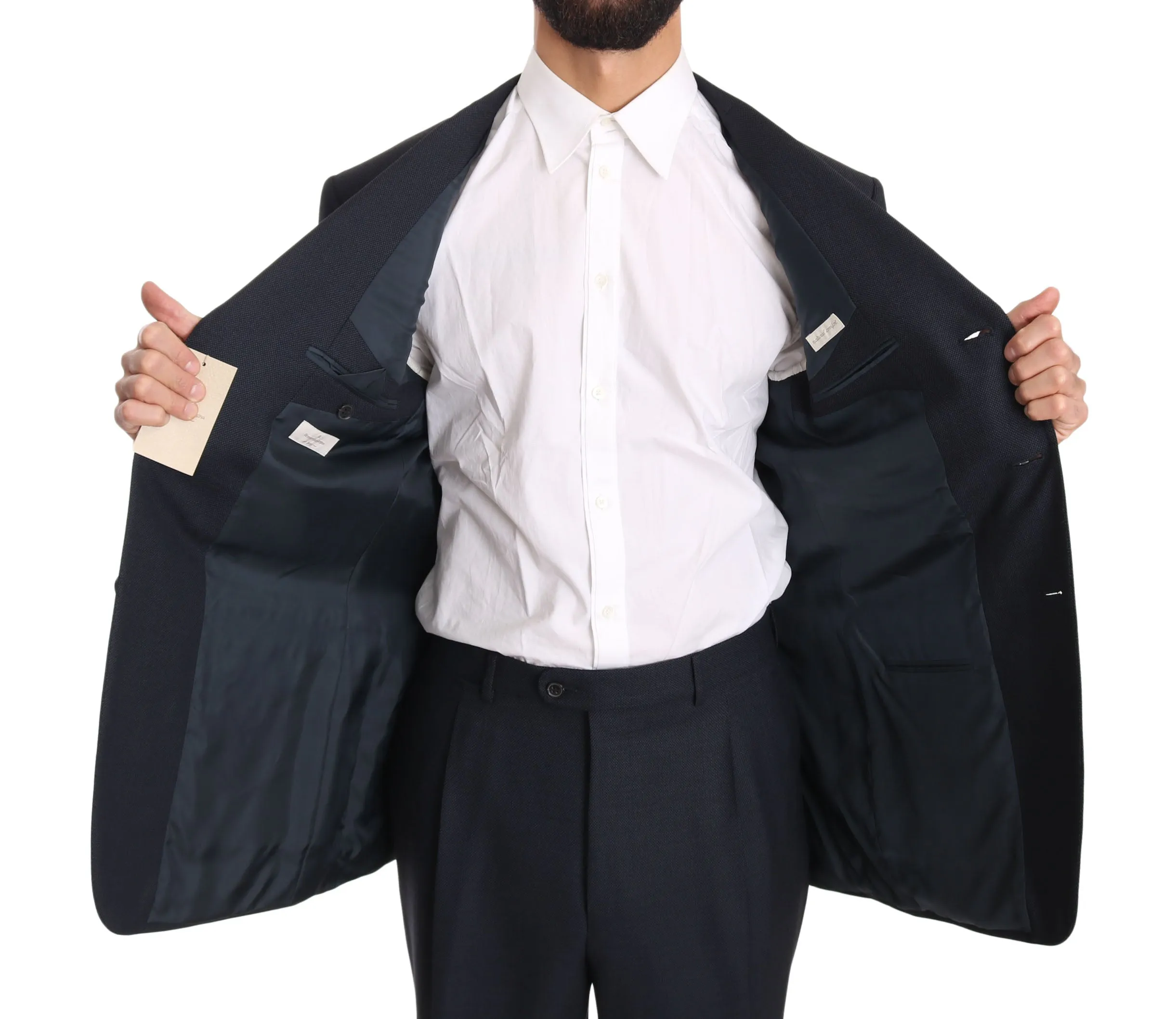 Black Solid 2 Piece 3 Button Wool Suit