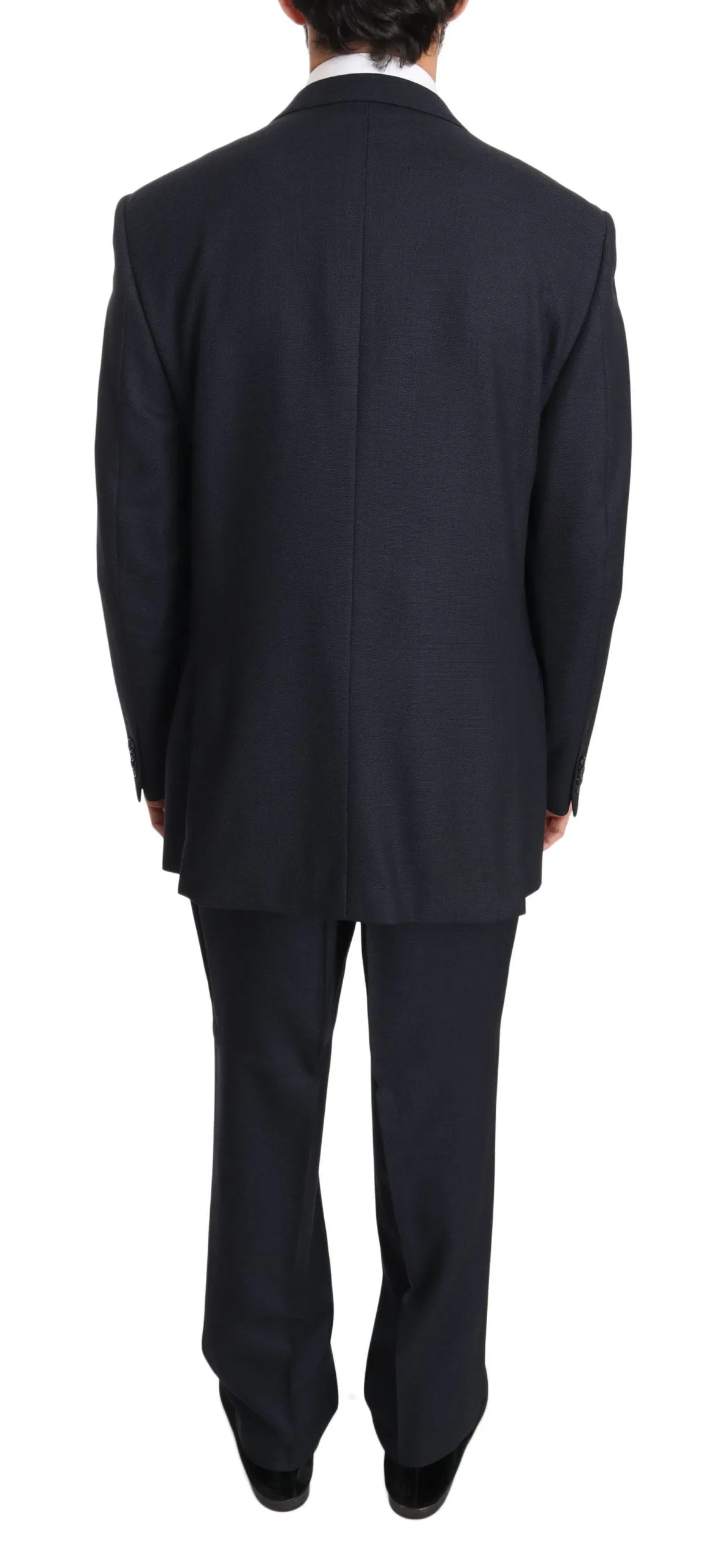 Black Solid 2 Piece 3 Button Wool Suit
