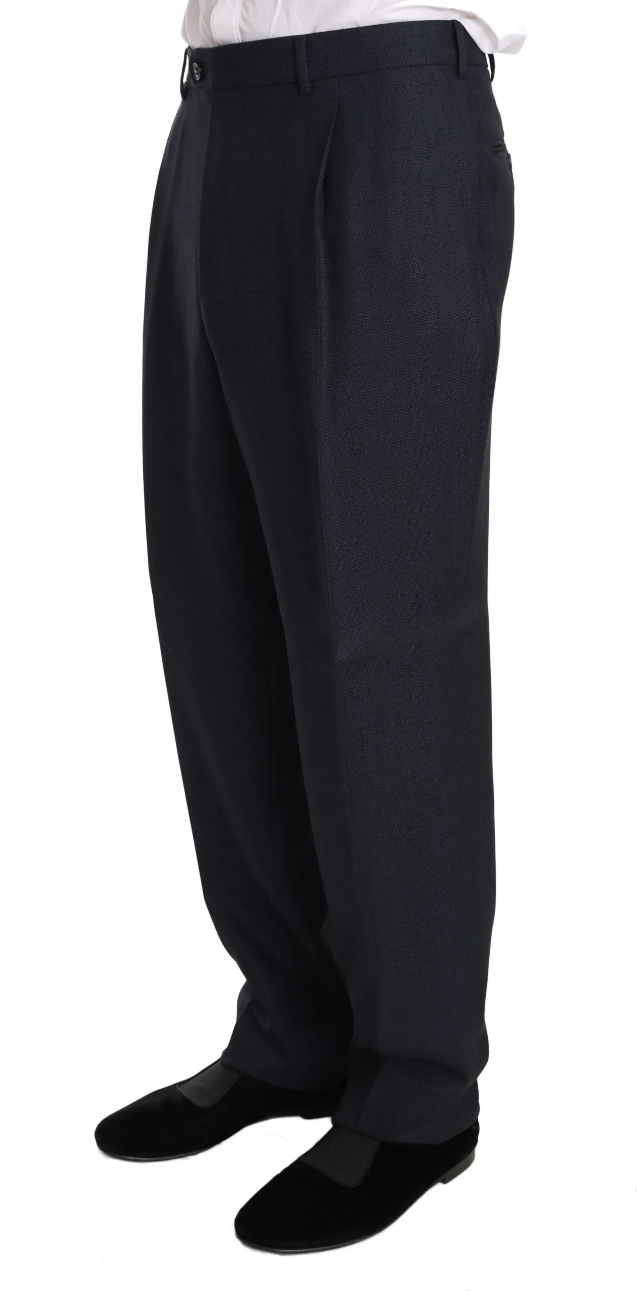 Black Solid 2 Piece 3 Button Wool Suit