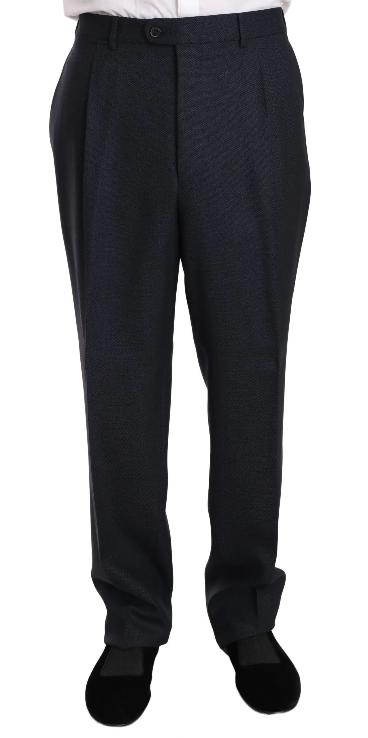 Black Solid 2 Piece 3 Button Wool Suit
