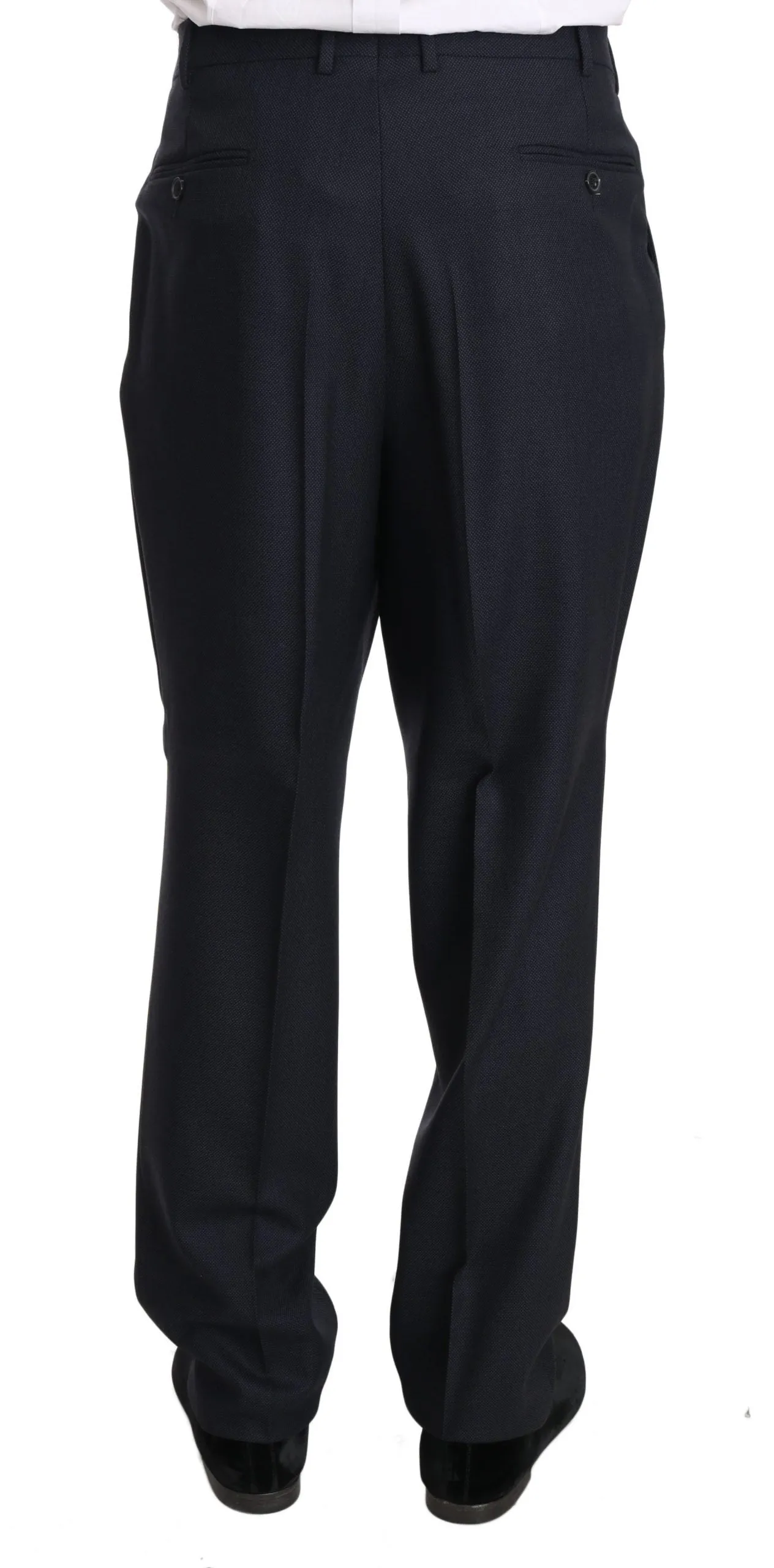 Black Solid 2 Piece 3 Button Wool Suit