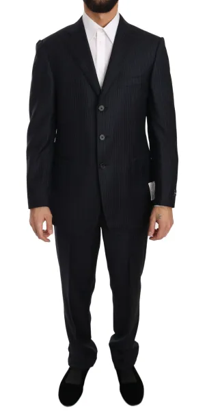 Black Stripe Two Piece 3 Button Wool Suit