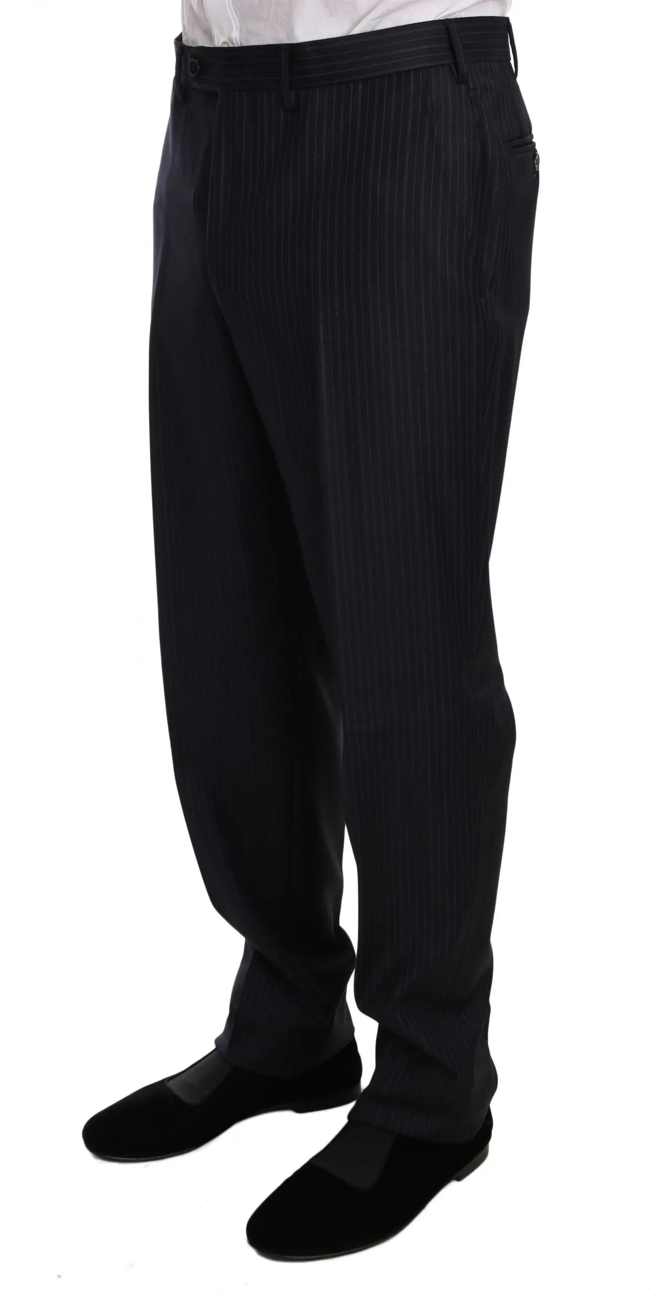 Black Stripe Two Piece 3 Button Wool Suit