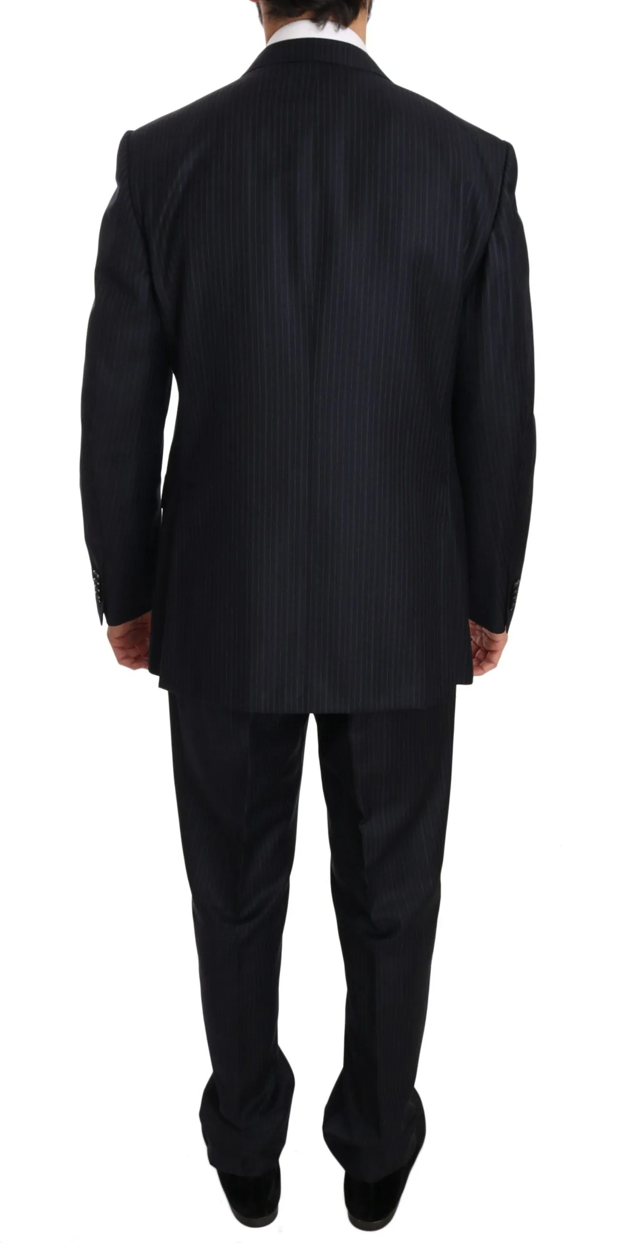 Black Stripe Two Piece 3 Button Wool Suit