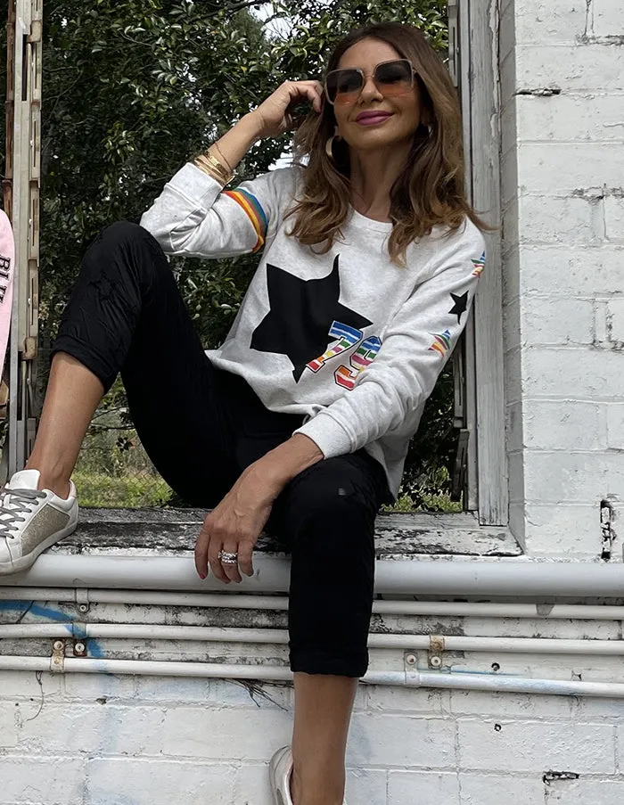 Black Textured Star Pants