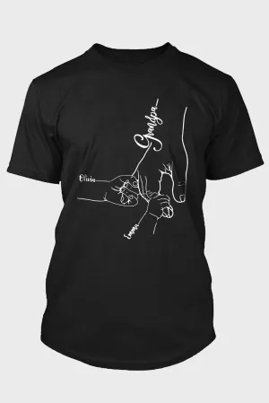 Black Three Hand Graphic Print Crewneck Men's T Shirt