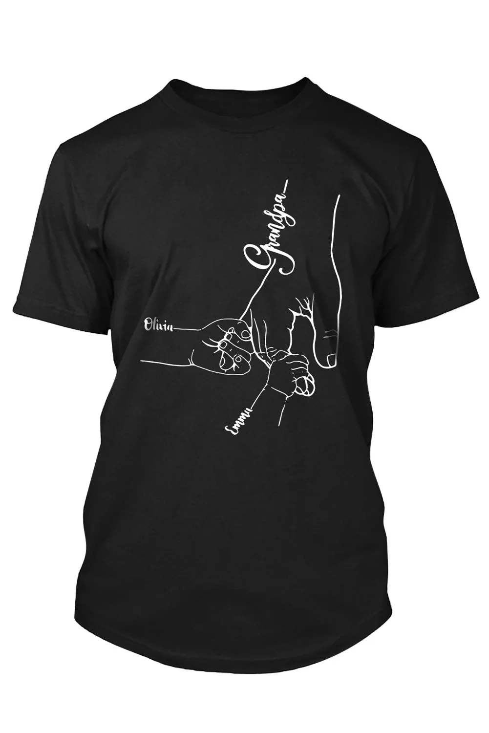 Black Three Hand Graphic Print Crewneck Men's T Shirt
