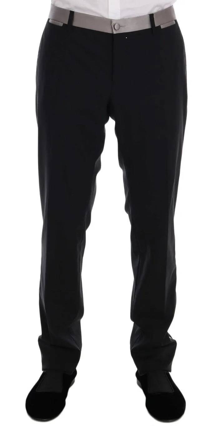 Black Wool Silk Vest Pants Set
