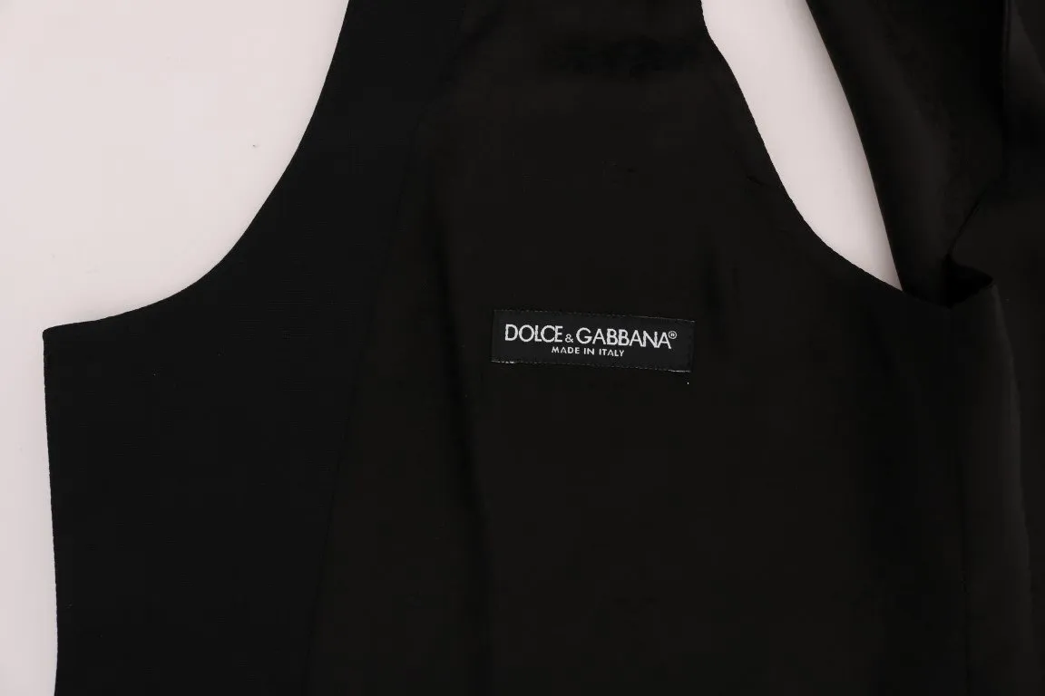 Black Wool Silk Vest Pants Set
