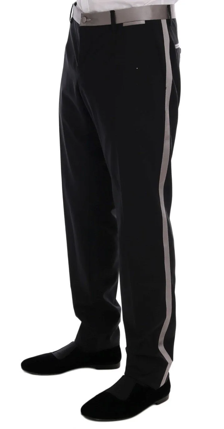 Black Wool Silk Vest Pants Set