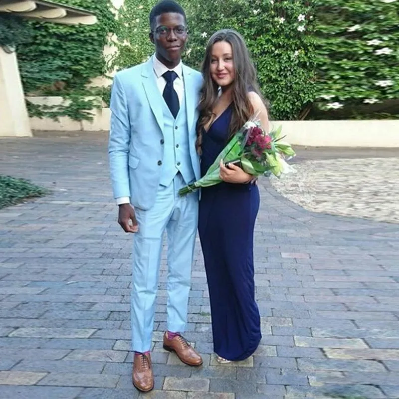 Blue Slim Fit Men's Suit Three-Piece Prom Outfits Bespoke Suits