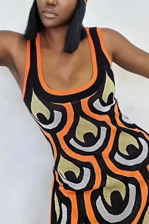 BN0116 Graphic Knitted Mini Dress