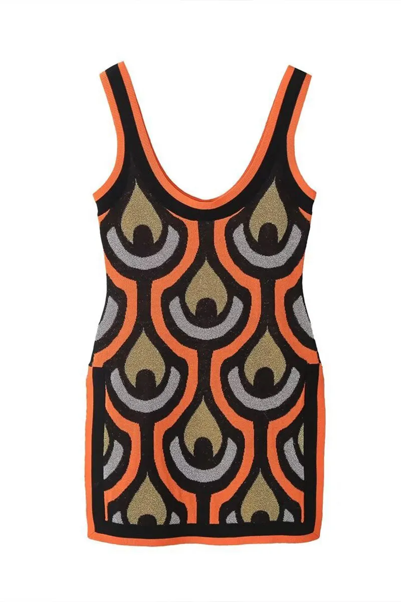 BN0116 Graphic Knitted Mini Dress