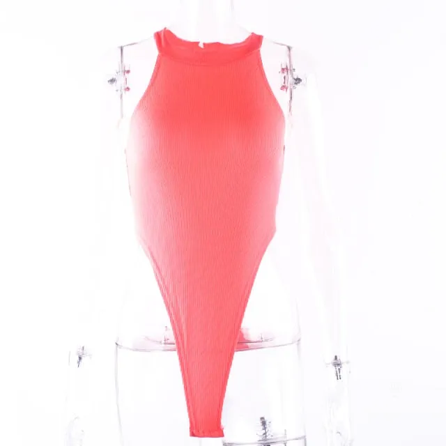 Bodycon Neon Bodysuits Summer Colorful Backless Outfit Club Party Jumpsuit