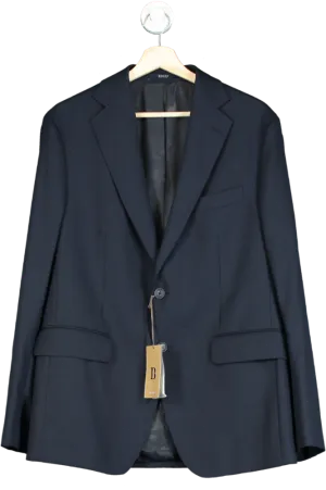 Boggi Milano Blue Navy 4ply 100% Wool Blazer Sz50 UK L/XL