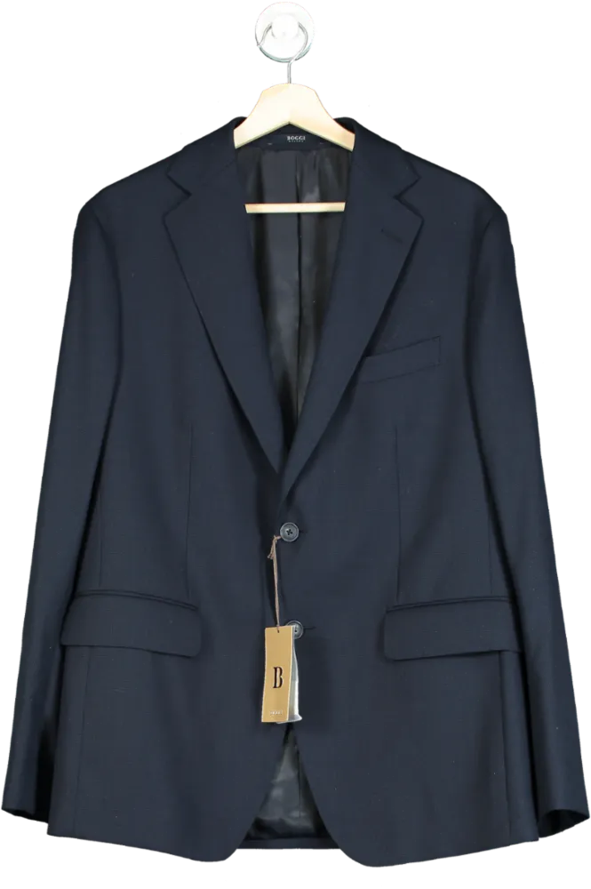 Boggi Milano Blue Navy 4ply 100% Wool Blazer Sz50 UK L/XL