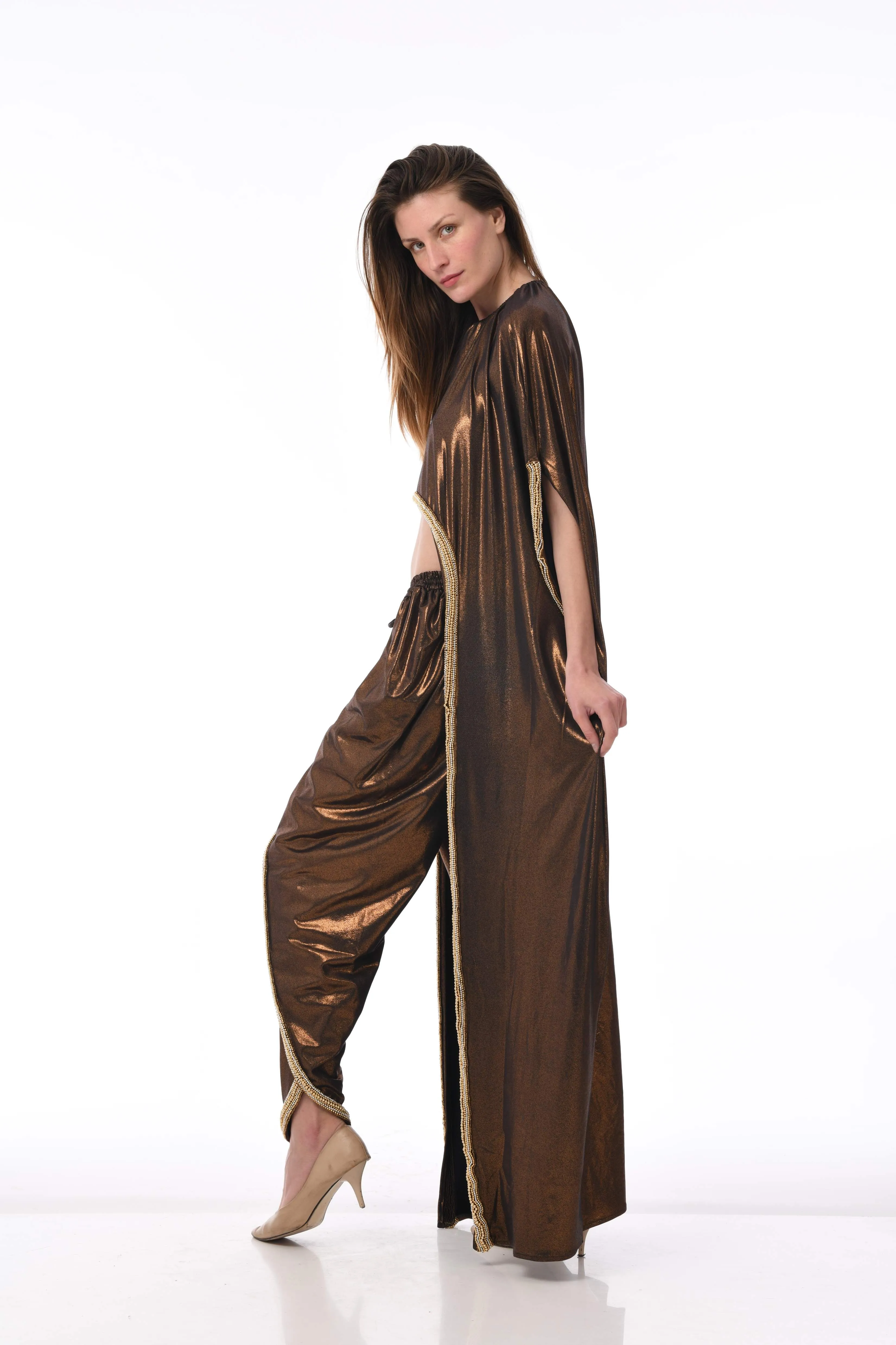 BR560 ROSE GOLD Cape with Pants Set