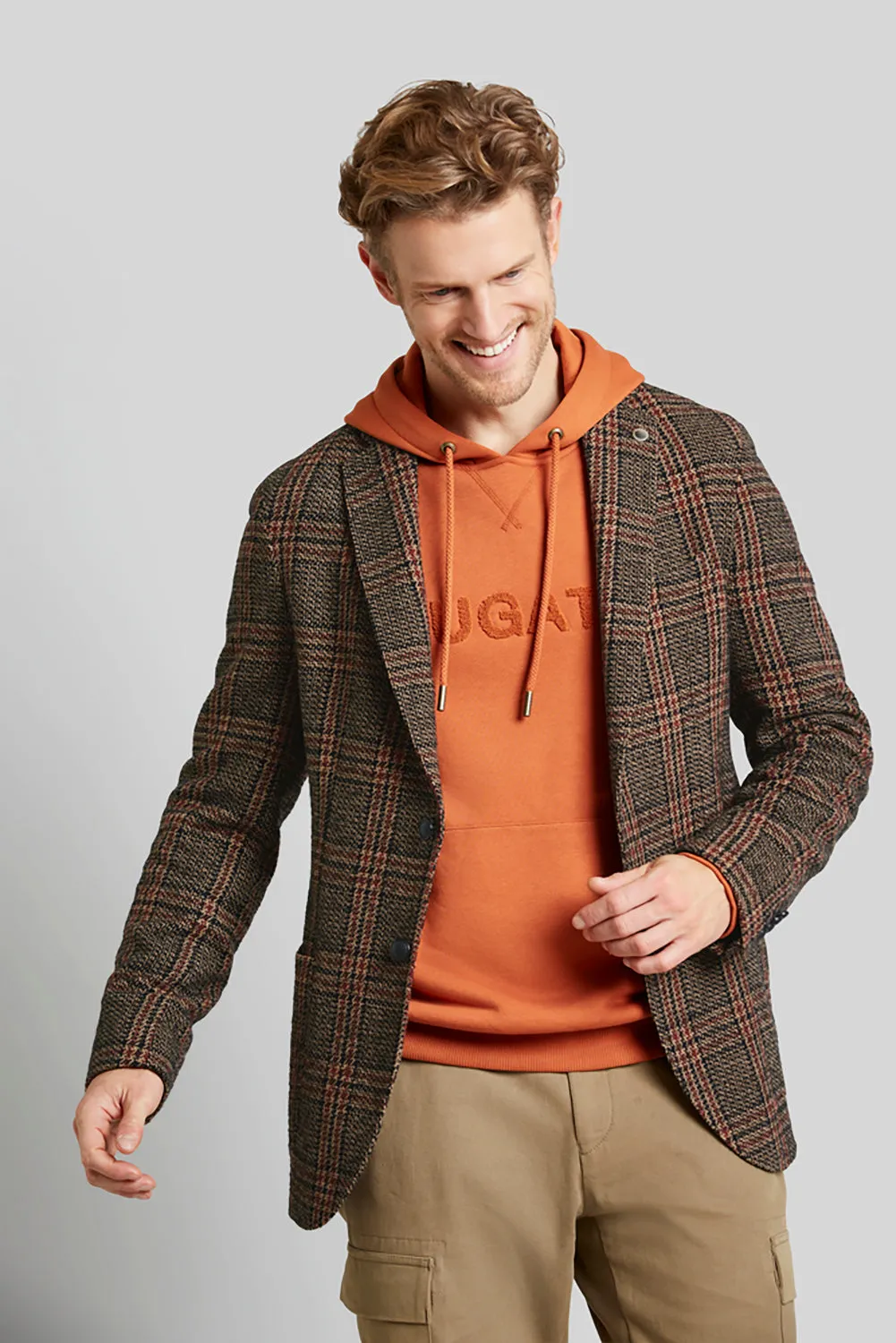 BUGATTI WOOL BLEND TWEED CHECK SLIM FIT BLAZER 49268