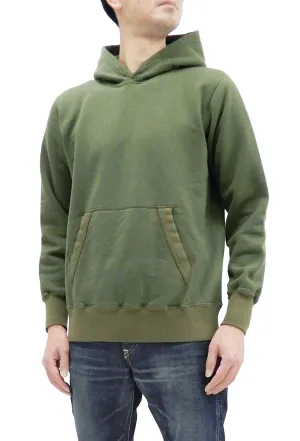 Buzz Rickson Plain Pullover Hoodie Men's Loop-wheeled Vintage Style Hooded Sweatshirt BR68914 149-Faded-Olive