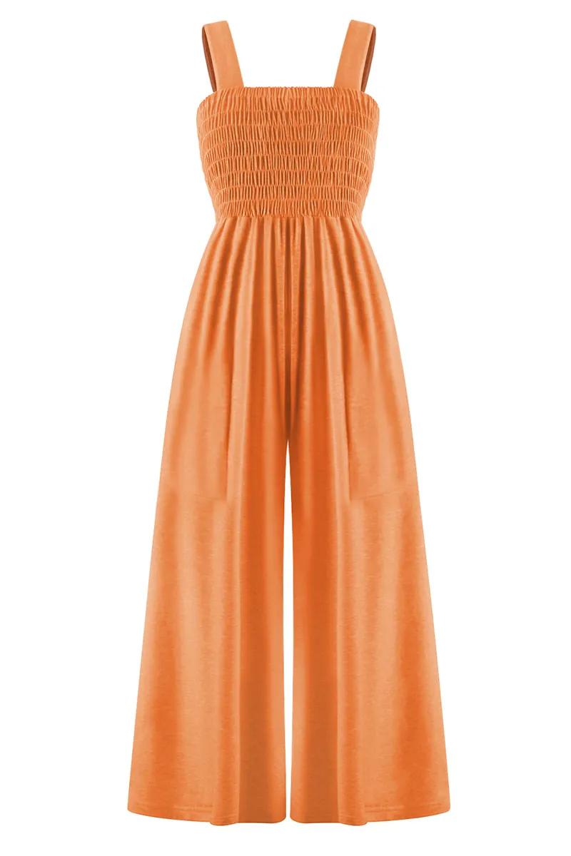 Casual Solid Square Collar Loose Jumpsuits(4 Colors)