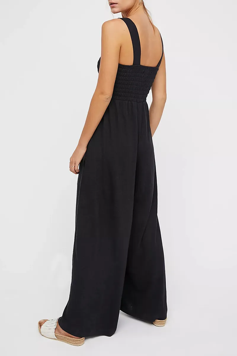 Casual Solid Square Collar Loose Jumpsuits(4 Colors)