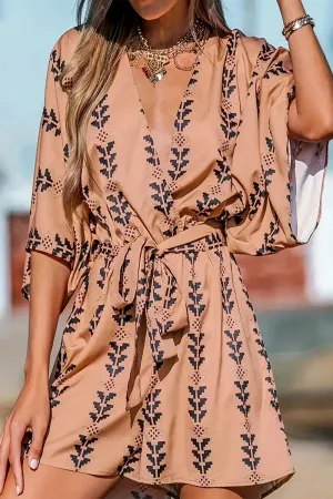 Casual Street Print Patchwork V Neck Loose Jumpsuits
