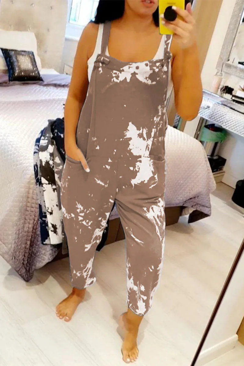 Casual Tie-Dye Spaghetti Strap Loose Jumpsuits(4 Colors)
