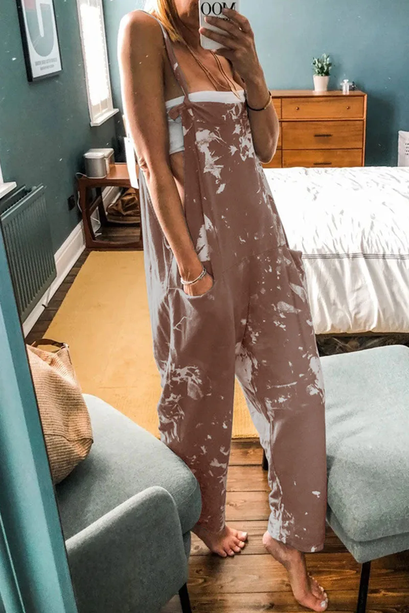 Casual Tie-Dye Spaghetti Strap Loose Jumpsuits(4 Colors)