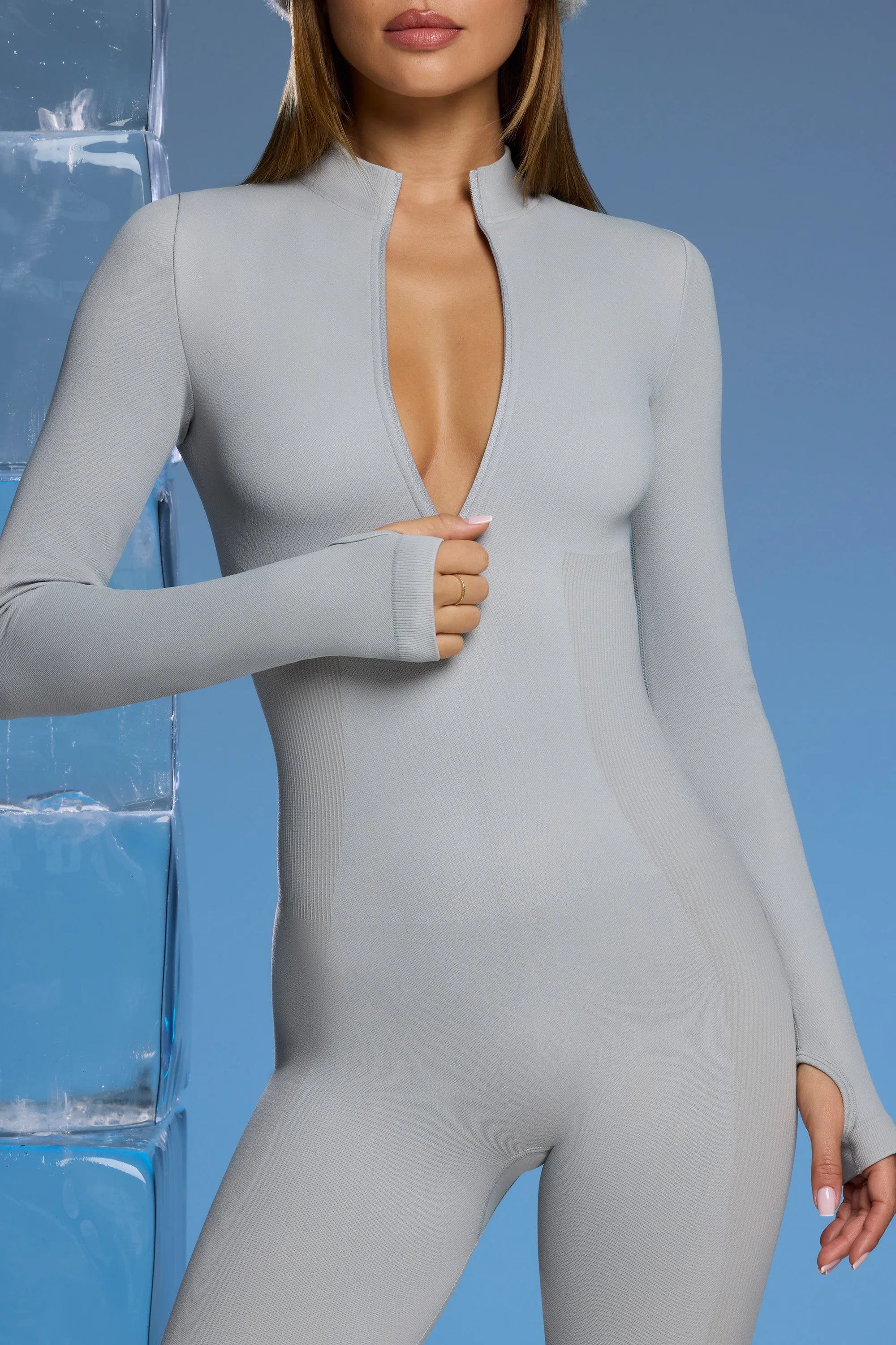 Chalet - Super Sculpt Base Layer Jumpsuit in Light Grey