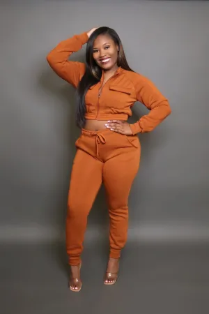 CHILL WITH ME JOGGER SET-RUST