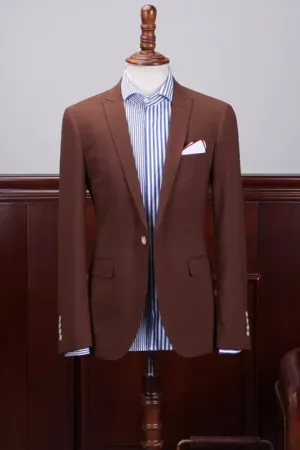Coffee Peaked Lapel Prom Suit for Men