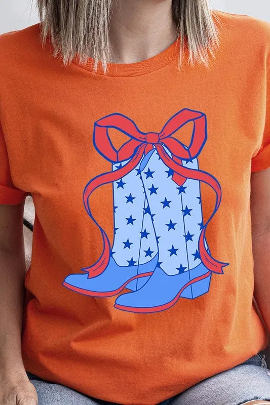Coquette Cowgirl Boots 4th Of July Graphic T Shirt