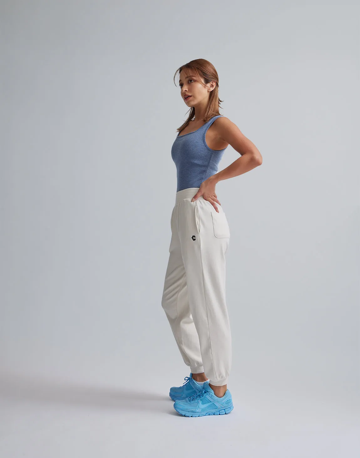 CRONOS WOMEN RELAXING JOGGER PANTS【WHITE】